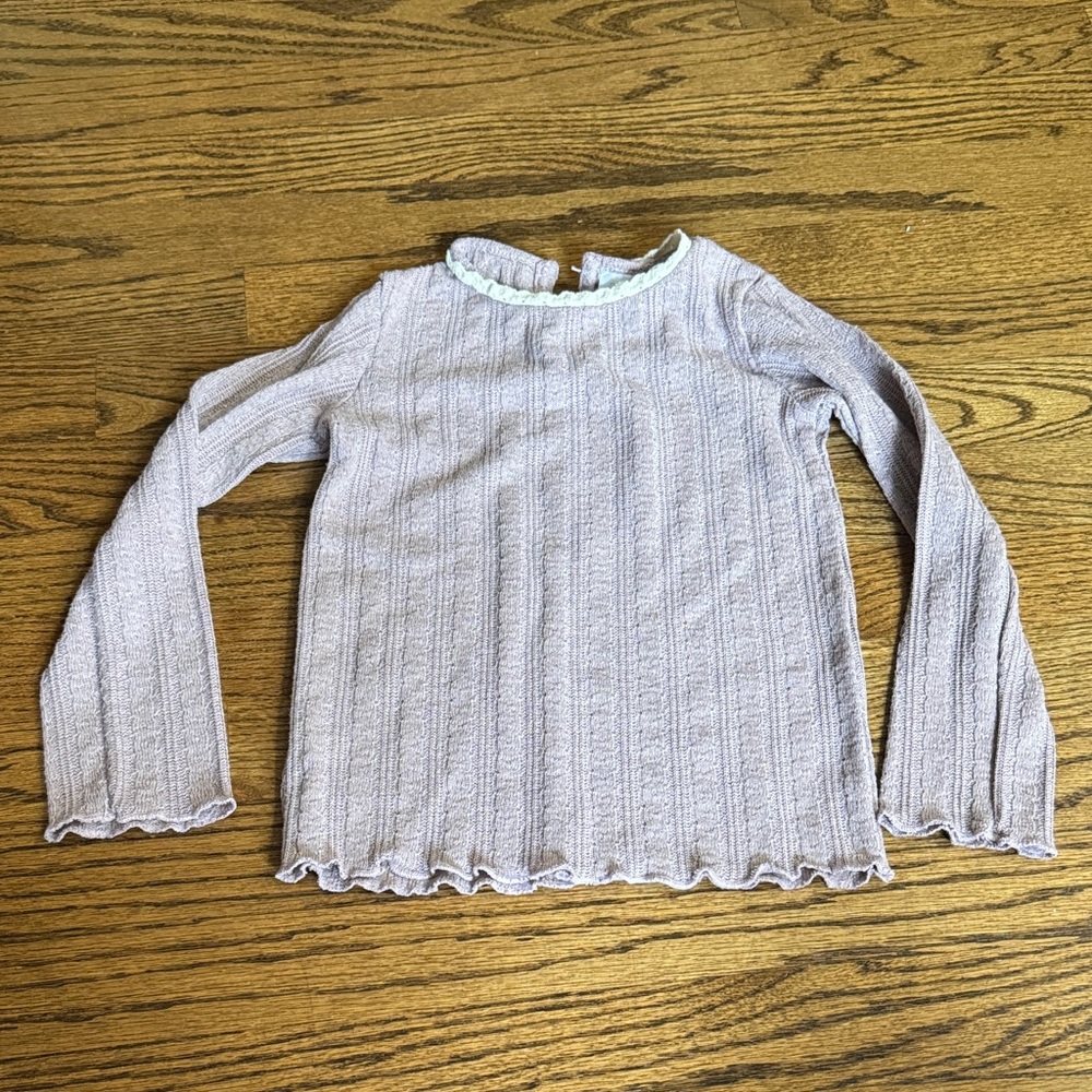 Zara Kids Long Sleeve Ribbed Top - Soft Lavender